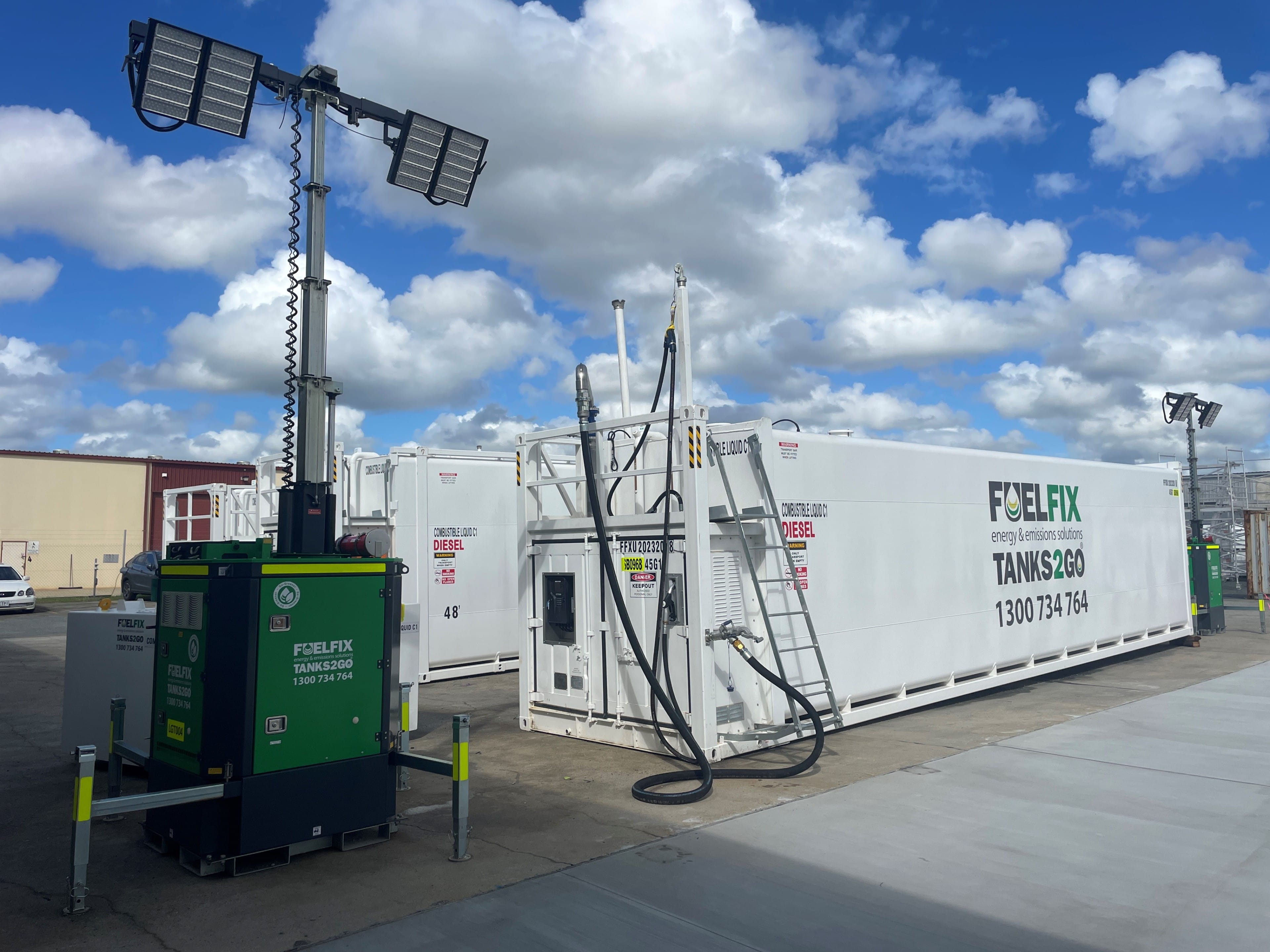 Light Tower using Hybrid energy source (diesel + battery and solar)